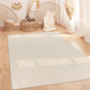 Paco Home Hoogpolig Vloerkleed Woonkamer Shaggy Patroon Scandinavisch Boho Abstract Beige 160x220 cm