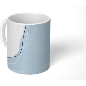 Mok - Koffiemok - Blauw - Minimalisme - Abstract - Mokken - 350 ML - Beker - Koffiemokken - Theemok