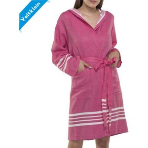 Hamam Badjas Sun Fuchsia - XL - korte sauna badjas met capuchon - ochtendjas - duster - dunne badjas - unisex - twinning