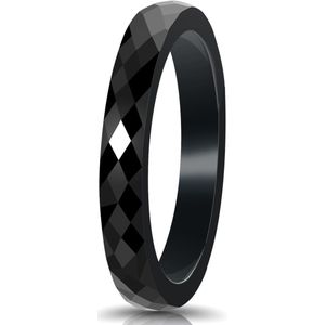 Zwarte keramische ring hamerslag patroon Mauro Vinci - Ring zwart met geschenkverpakking maat 11