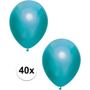 40x Petrol blauwe metallic ballonnen 30 cm - Feestversiering/decoratie ballonnen petrol blauw