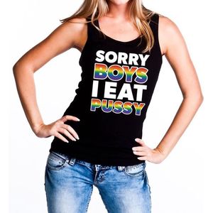 Sorry boys i eat pussy gaypride tanktop/mouwloos shirt - zwart lesbo singlet voor dames - Gay pride S