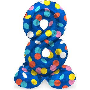 Folat - Staande folieballon Cijfer 8 Colorful Dots - 72 cm