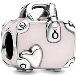 Fler® | 925 Sterling Zilver Bedel | Koffer | Past op populaire bedel armbanden (standaard - 3mm) | armbandbedel | Bedels | Kerstcadeau | Sinterklaas kado | Valentijnsdag cadeau