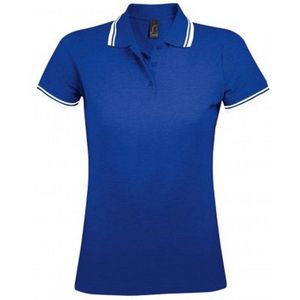 SOLS Dames/dames Pasadena getipt korte mouw Pique Polo Shirt (Koninklijk/Wit)