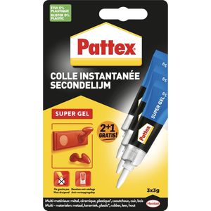Secondelijm pattex super gel 3gr blister 2+1 | 12 stuks