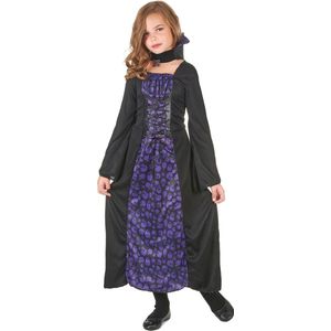 LUCIDA - Paarse doodskoppen vampier outfit voor meisjes - M 122/128 (7-9 jaar)