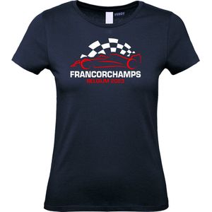 Dames T-shirt Belgium Francorchamps 2023 | Formule 1 fan | Max Verstappen / Red Bull racing supporter | Navy dames | maat M