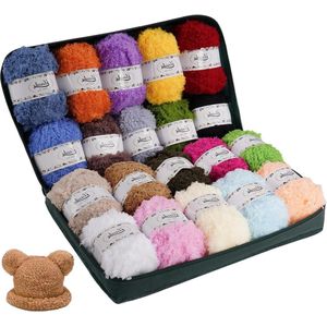 20 Different Colours 600g (20 x 30g) Hand Knitting Yarn - Acrylic Wool Set - Carry Bag Included