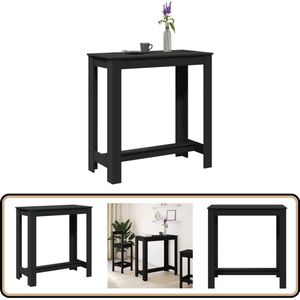 vidaXL Bartafel - Zwart - 102x50x103,5 cm - Bewerkt hout Bartafel - Houten Bartafel - Eetkamertafel - Lounge Tafel - Kookeiland