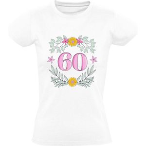 60 jaar bloemenkrans Dames T-shirt - bloemen - verjaardag - feest - 60e - cadeau