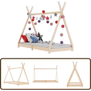 vidaXL Kinderbedframe Grenenhout 80x160 cm Kinderbed - Houten Bed - Tipi Bed - Kids Bed - Tweepersoons Bed