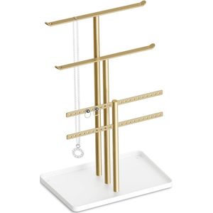 Jewellery Organisers, Jewellery Stand 32 cm Large, 4 Levels, Robust Jewellery Storage Travel, Jewellery Cabinet Organiser for Necklace, Bracelet, Perfume and Earrings, Decorative Aesthetic