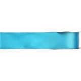 1x Hobby/decoratie turquoise satijnen sierlinten 1,5 cm/15 mm x 25 meter - Cadeaulint satijnlint/ribbon - Striklint linten