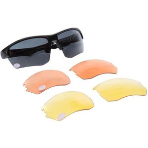 Urbanium Terra 2.5 gepolariseerde, bifocale sportieve zonnebril met extra sets oranje en gele avond- en nachtglazen. Leesgedeelte sterkte +2.50, UV400