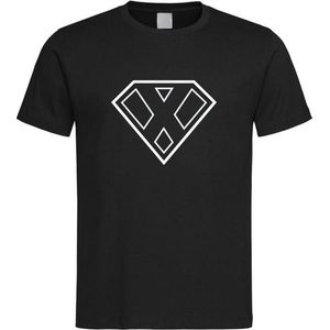 Zwart t-Shirt met letter X “ Superman “ Logo print Wit Size XXXXL