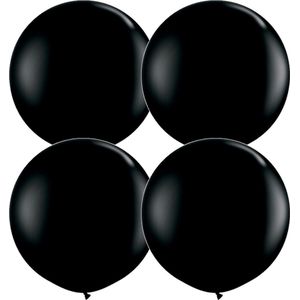 4x stuks qualatex mega ballon 90 cm diameter zwart - Feestartikelen en versieringen