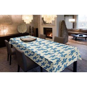 Joy@Home Tafellaken - Tafelkleed - Tafelzeil - Opgerold Op Dunne Rol - Geen Plooien - Trendy - Flora Blauw - 140 cm x 250 cm
