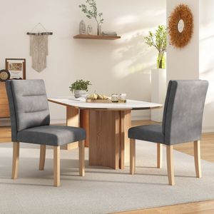 Sweiko Eetkamerstoel - Set van 2 - Moderne minimalistische - Woonkamer en slaapkamer stoelen - Eiken rugleuning stoelen - Grijs