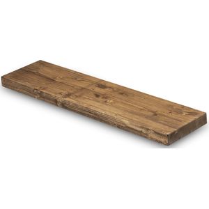Wandplank Hout Recht Zwevend 240x20 cm - Incl. Bevestigingsmateriaal – Rechte Muurplank – Boekenplank