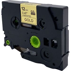 DULA Brother Compatible label tape- Tze-831 - 1 cassette - Brother P-Touch - Zwart op goud - 12mm x 8m