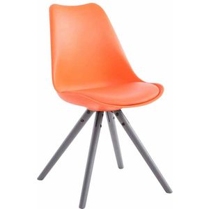 Bezoekersstoel Orlando - Eetkamerstoel - Oranje kunstleer - Grijze Poten - Set van 1 - Zithoogte 48 cm - Deluxe