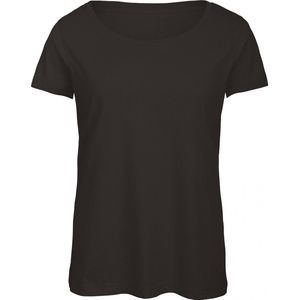 T-shirt Dames XS B&C Ronde hals Korte mouw Black 50% Polyester, 25% Katoen, 25% Viscose