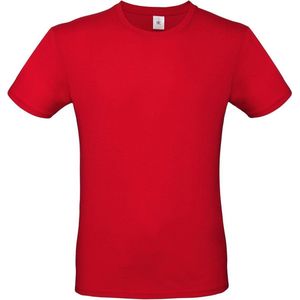 Set van 3x stuks rood basic t-shirt met ronde hals voor heren - katoen - 145 grams - rode shirts / kleding, maat: L (52)