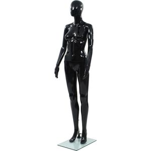 vidaXL-Etalagepop-vrouwelijk-met-glazen-voet-175-cm-glanzend-zwart