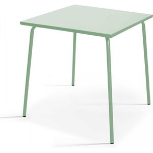 Oviala - Vierkante tuin tafel van groen salie metaal, 70cm - Palavas
