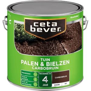 CetaBever Tuin Palen & Bielzen Beits - Mat - Carbobruin - 2,5 liter