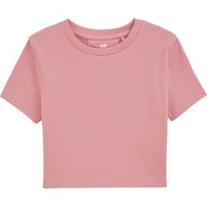 WE Fashion Meisjes cropped T-shirt van ribstof