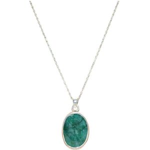 Smaragd Zilveren Ketting - Ketting Met Hanger - Dames Ketting - Cadeau