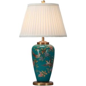 Fine Asianliving Chinese Tafellamp Porselein Teal Handgeschilderd D39xH60cm