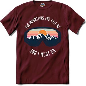 The Mountains Are Calling And I Must Go | Snowboarden - Bier - Winter sport - T-Shirt - Unisex - Burgundy - Maat L