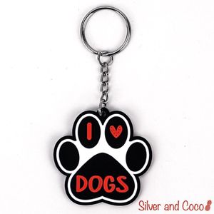 SilverAndCoco® - 2D Sleutelhanger Huisdier / Auto Huis / Key Chain / Sleutel Ring Sleutels - Honden / I love Dogs