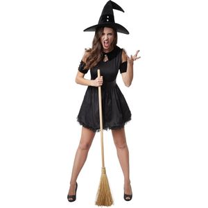 dressforfun - Zwarte heks Tarantella M - verkleedkleding kostuum halloween verkleden feestkleding carnavalskleding carnaval feestkledij partykleding - 302423