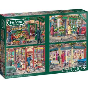 Falcon puzzel Corner Shops - Legpuzzel - 4x1000 stukjes