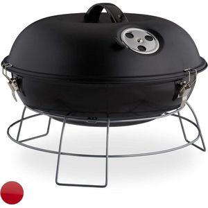 Kogelbarbecue draagbaar met deksel fijne bbq picknickbarbecue groot oppervlak houtskolen Ø36cm zwart Barbecue