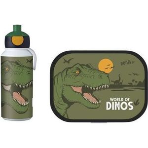 Mepal lunchset Campus – Broodtrommel en Drinkbeker voor kinderen – Bento box – Pop-up drinkfles – Dino