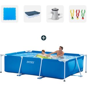 Intex zwembad - Complete set - 260x160x65 cm - Inclusief dobeno zwembadtegels - Afdekzeil - Filterpomp - Duikspeelgoed