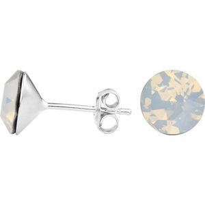 ARLIZI 1430 Oorbellen wit opaal Swarovski kristal oorknoppen - sterling zilver - 8 mm