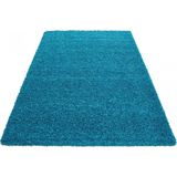 Tapijtenloods Basic Shaggy vloerkleed Turquoise Hoogpolig- 300x400 CM