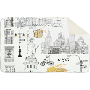 Fleecedeken Illustratie New york, FD2023003, 96x146cm, Polyester Sherpa