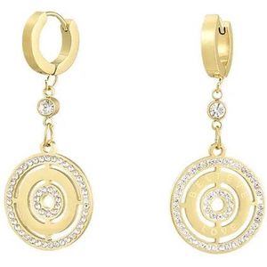 Oorbellen rond met steentjes - goud Stainless Steel met strass - earrings - waterproof - cadeau idee valentijn - kado kerst - mam - moeder - dochter - chic - luxe