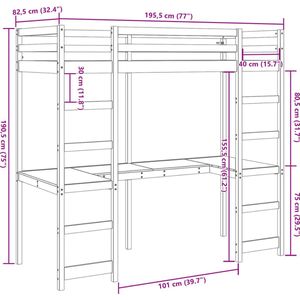 vidaXL - Hoogslaper - zonder - matras - massief - grenenhout - wasbruin - 75x190 - cm