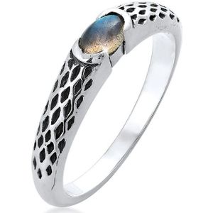 KUZZOI Heren Ring Heren Band Vintage Gebruikt met Labradoriet Steen in 925 Sterling Zilver