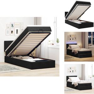 vidaXL Ottomaanse Bed - Ottomaanse Bedden - Bedframe - Bedframe Met Opbergruimte - Ottoman bed met matras en LED's 90x190cm fluweel zwart