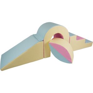 Schuimblokken speelgoed - met foam blokken glijbaan - en brug - pastel kleuren