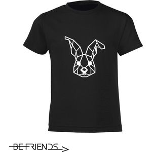 Be Friends T-Shirt - Konijn - Vrouwen - Zwart - Maat M